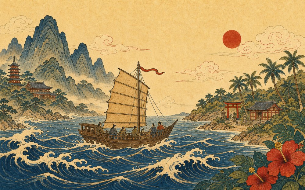 Martial practice and prayer crossing the sea to Ryukyu